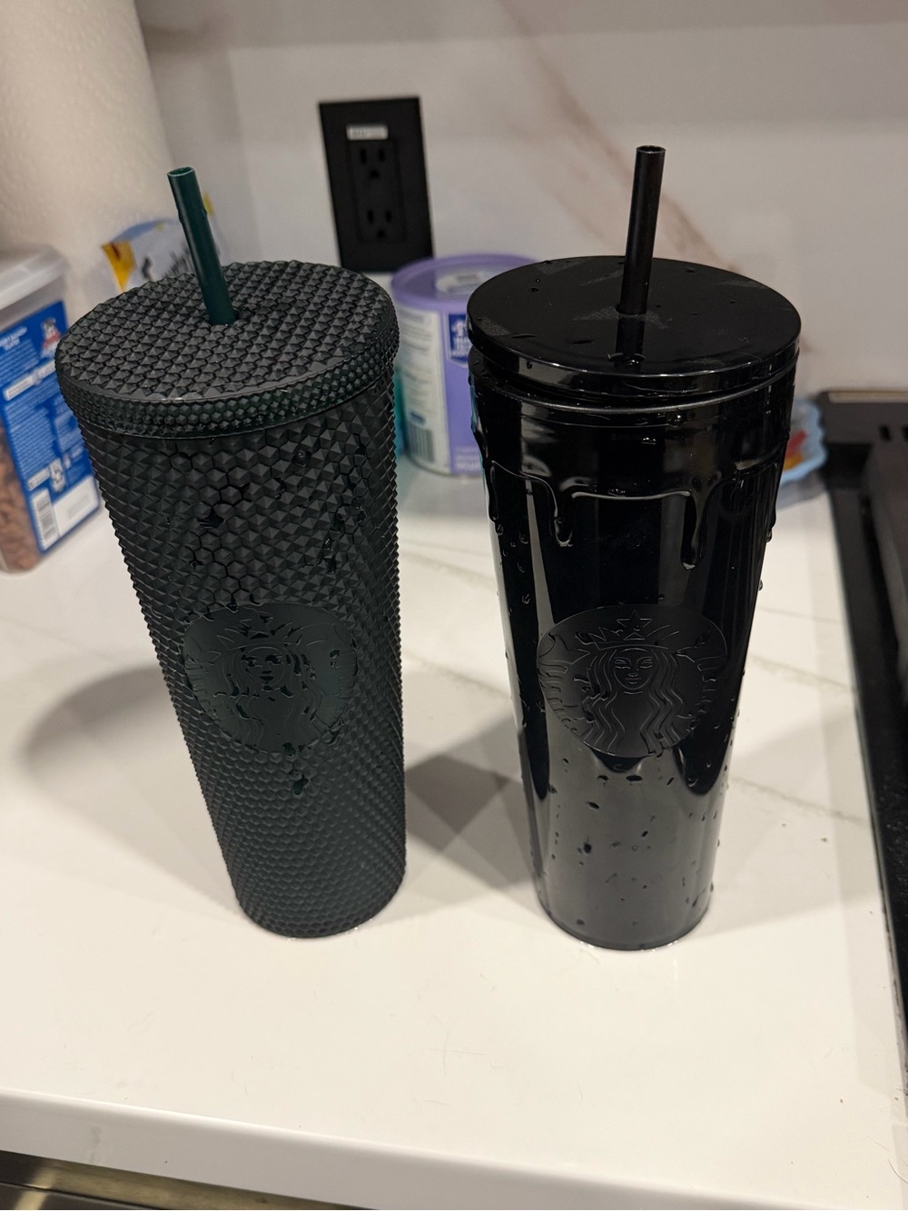 Starbucks Black and Dark Green Textured Reusable Tumblers (Set of 2)